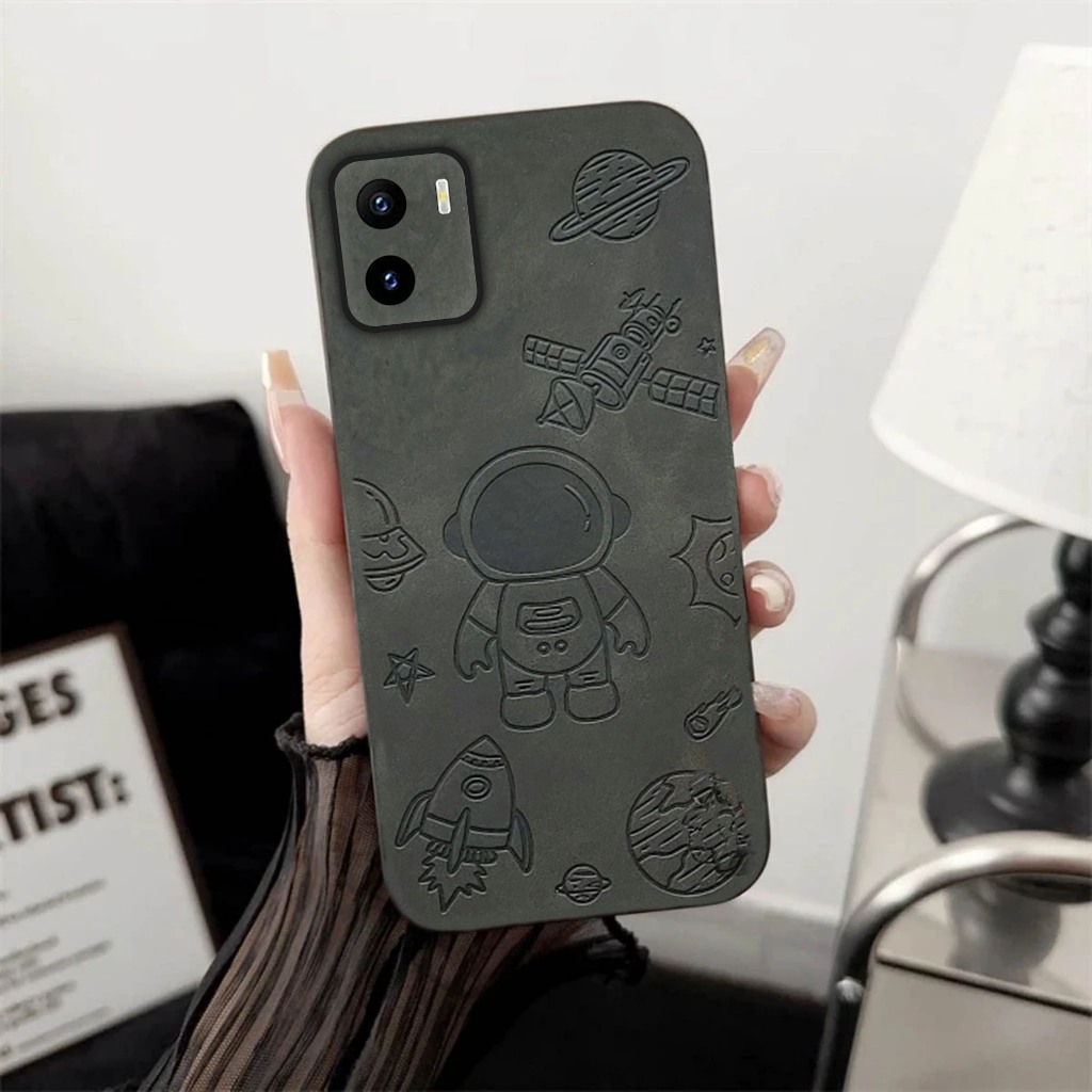 Soft Case Vivo Y15s / Vivo Y01 Leather Matte Luxury Motif Astronot