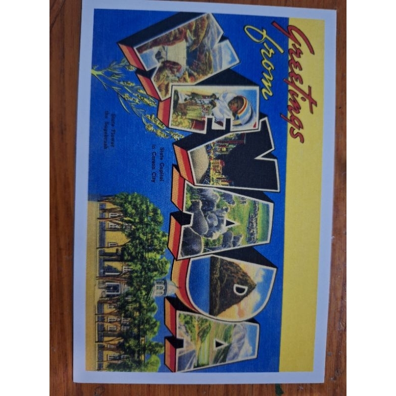 

kartu pos greetings from nevada/usa postcard