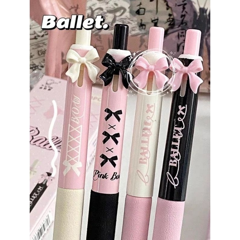 

TINKY WINKY 4PCS Tekan pena gel balet kupu-kupu gadis bernilai tinggi tinta pena ujian siswa SMP hitam putih