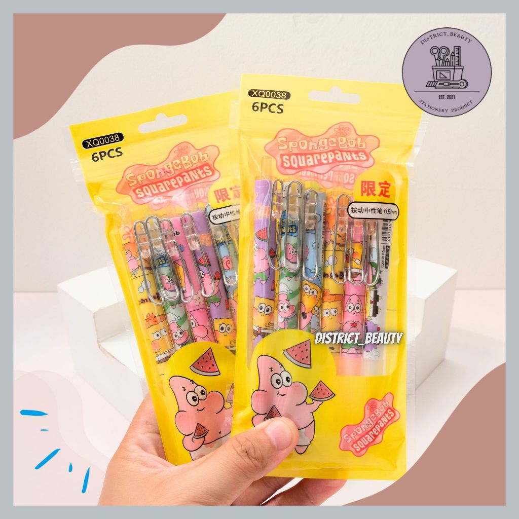 

PULPEN CETEK SPONGEBOB 1 SET 6 PCS PENA MEKANIK GEL PULPEN GEL CETEK SPONGEBOB LUCU TERMURAH