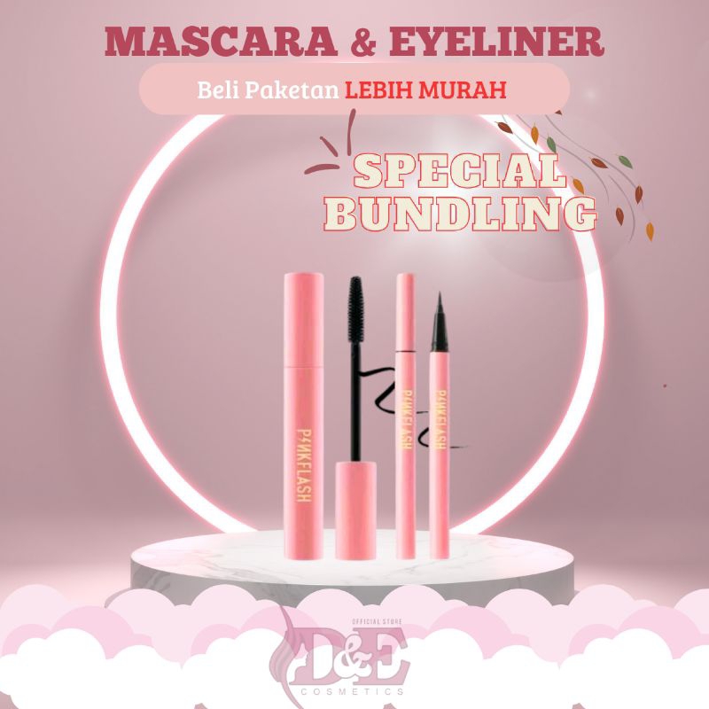 D&E | [LEBIH HEMAT] PINKFLASH Mascara + Eyeliner #Ohmyline set make up eyes Eyeliner pinkflash masca