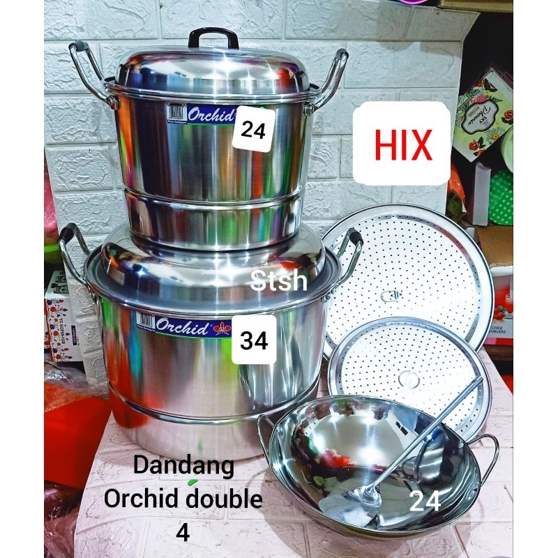 Panci / Dandang Orchid Set | Panci Stainless Serbaguna | Panci Double 4