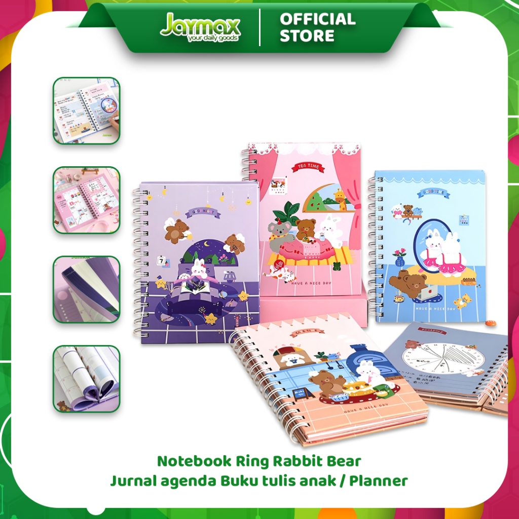 

Notebook Ring Rabbit Bear / Jurnal agenda Buku tulis anak / Planner