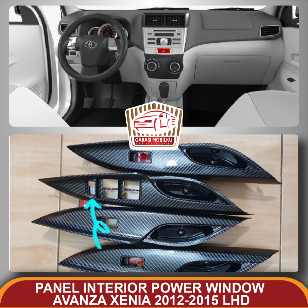 Panel Interior Power Window Avanza Xenia Veloz 2012-2015 LHD Stir Kiri Carbon Wood