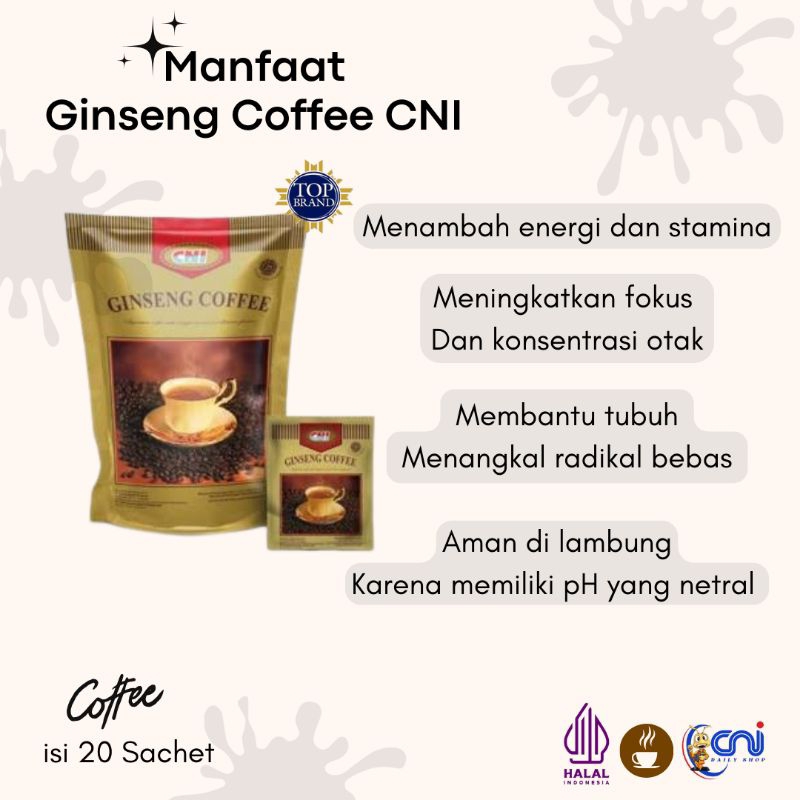 

Ay00! CNI Kopi Ginseng 20 Sachet Meningkatkan Stamina Dan Fokus Aman Di Lambung - Kopi Bubuk