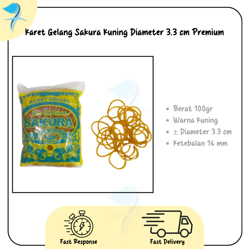

Karet Gelang Sakura Kuning Premium 100 gram Diameter 3.3 cm