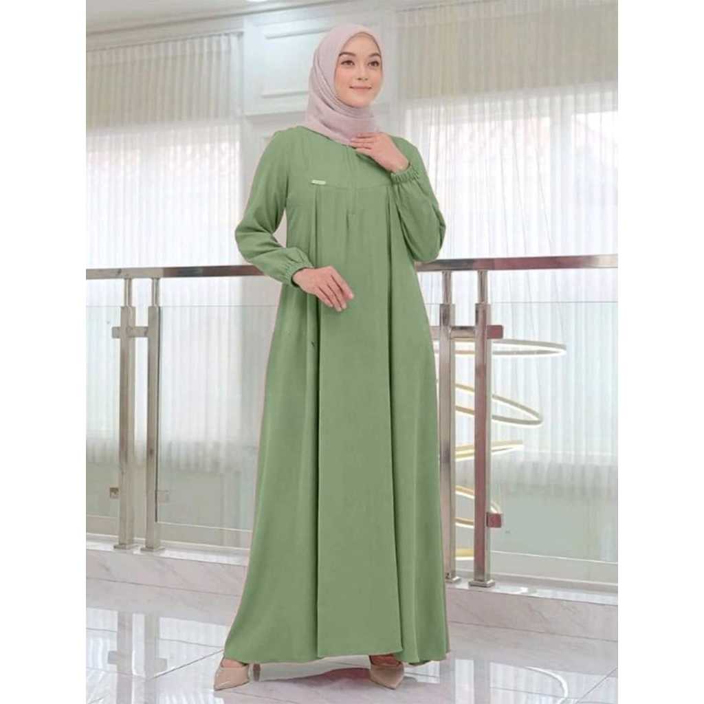 Gamis Putih Simple Elegan Terbaru Basic Abya Dress Wanita Remaja Dewasa Muslim kekinian