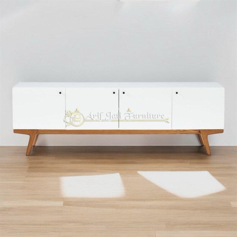 Meja TV Minimalis Retro Modern Warna Putih Duco Murah