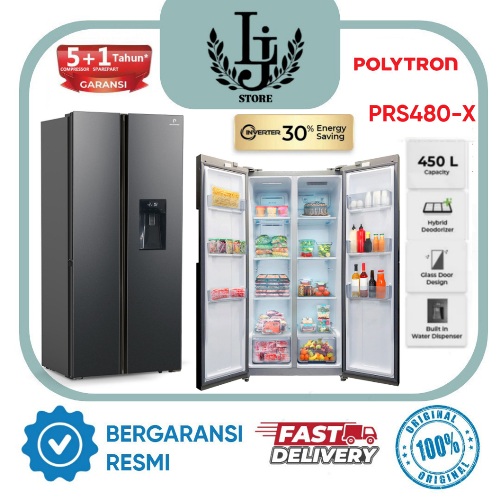 Kulkas Polytron Set By Side 2 Pintu PRS480X Kulkas 2 Pintu Polytron Kulkas Side By Side