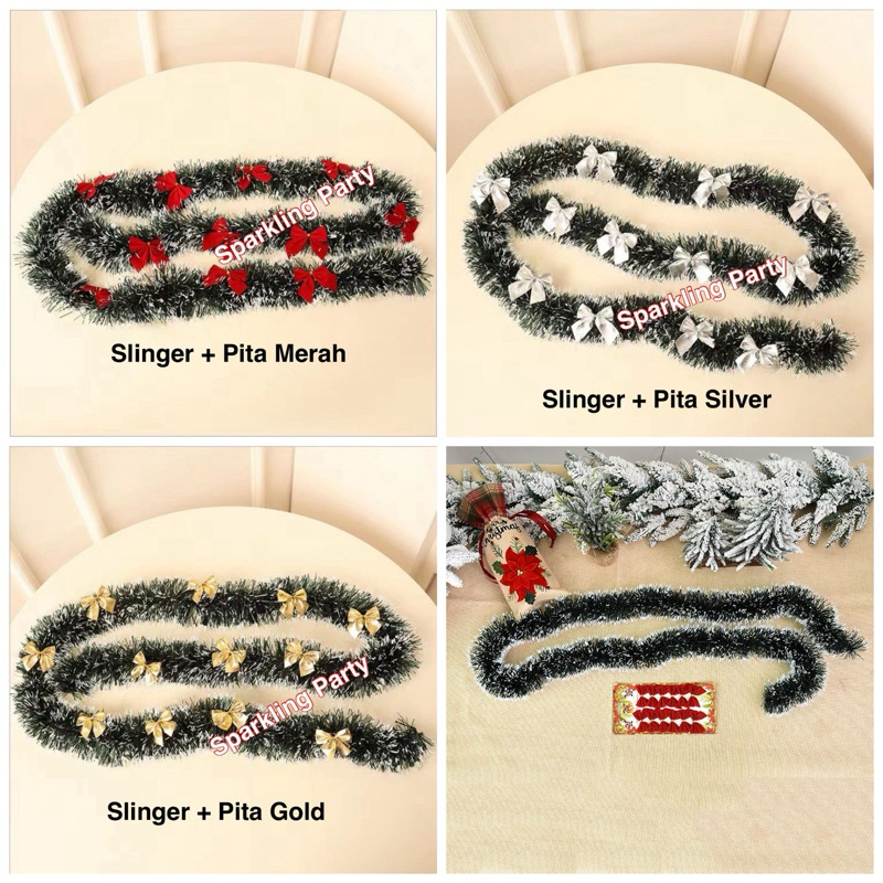 slinger natal pita Paket slinger natal pita DIY/slinger salju dekorasi natal hiasan parcel/paket sli