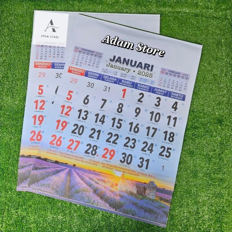 

kalender kerja 2025 lux executive foolcolour gambar AO 732 uk jumbo 50,5x71,5cm(terima castume cetak kalender)