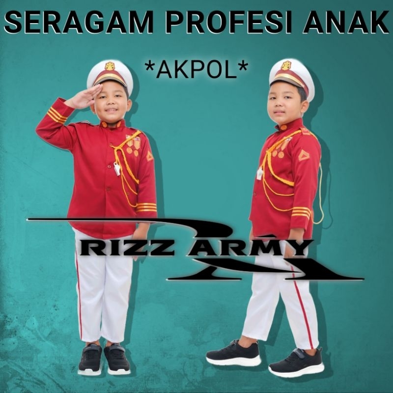 SERAGAM AKPOL ANAK/KOSTUM AKPOL ANAK/BAJU PROFESI AKPOL/baju profesi anak/kostum karnaval
