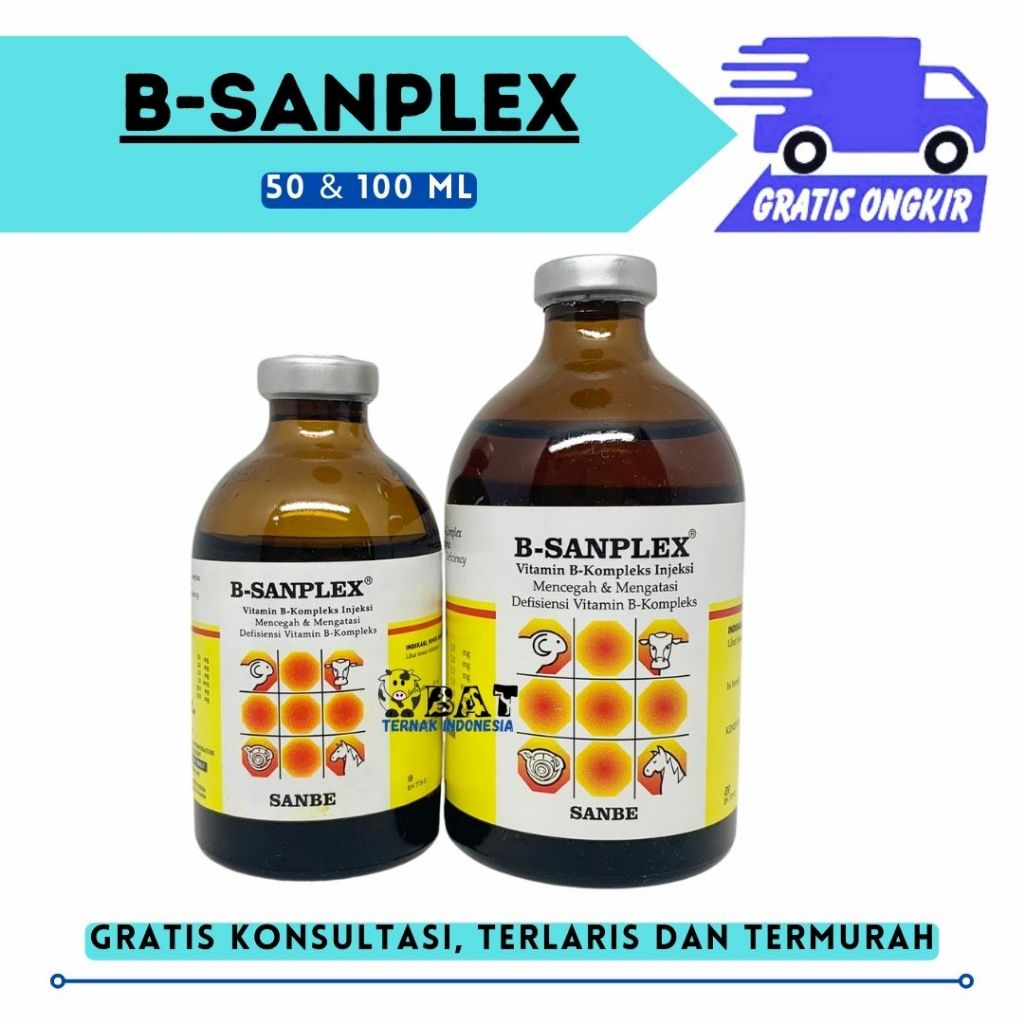 B Sanplex 50 ml dan B Sanplex 100 ml - SANBE - Vitamin B komplek Hewan