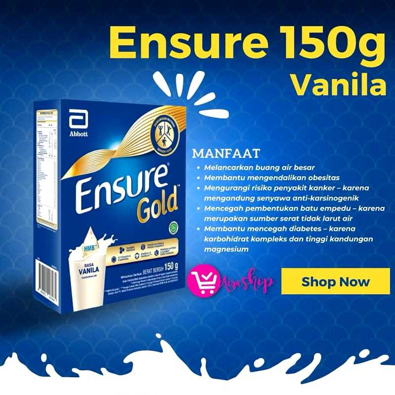 

PROMO !!! ( 1 BOX ) Ensure Gold HMB Vanila 150 g - Nutrisi Dewasa Rendah Laktosa