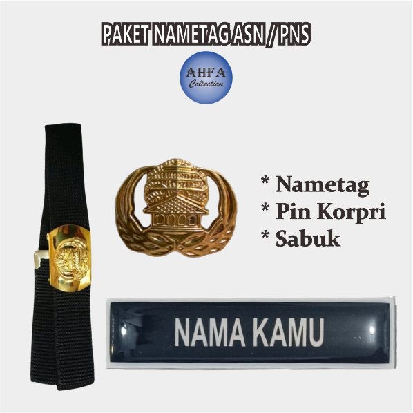 

Paket Hemat Name Tag ASN Lencana Kuningan sabuk Korpri akrilik peniti / Magnet (Nametag, Pin Korpri & Ikat Pinggang)