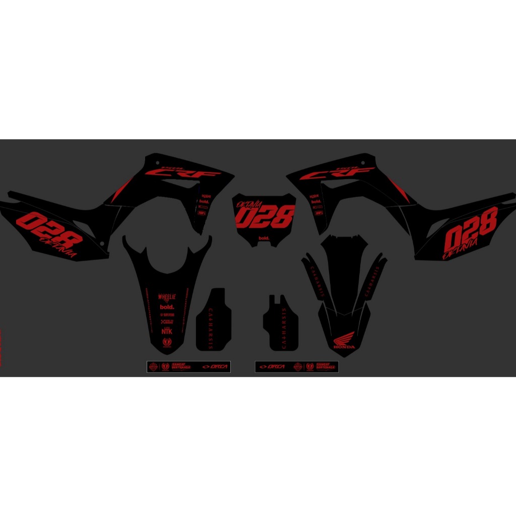 Decal sticker CRF 150l - decal sticker crf 150l motif hitam list merah
