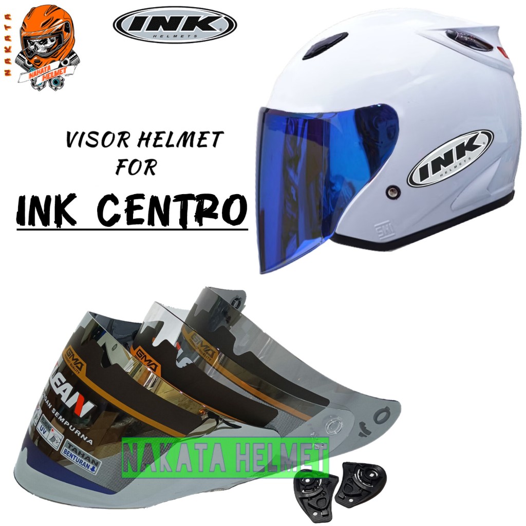 Kaca helm INK CENTRO flat visor helmet ink centro jet red gold hitam blue