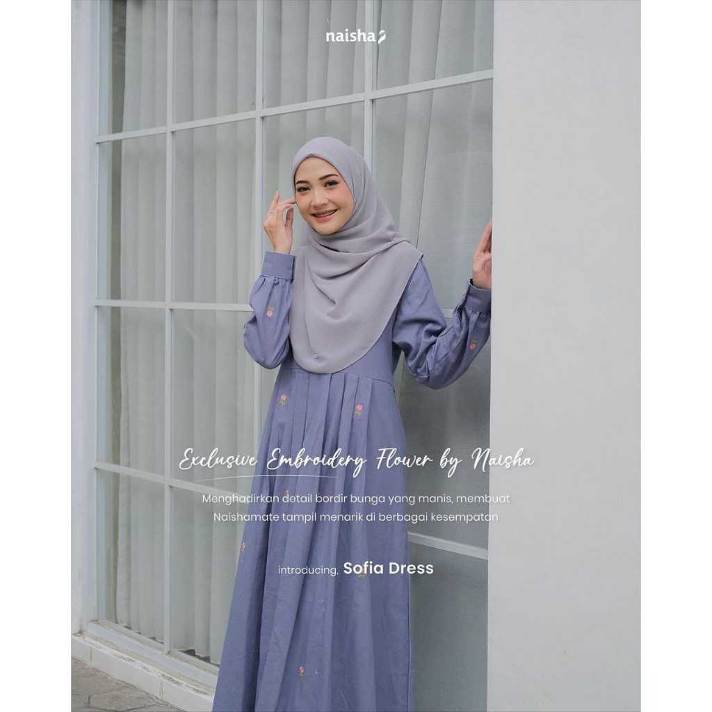 NAISHA KOREANLOOK-SOFIA DRESS-GAMIS WANITA-GAMIS REMAJA-GAMIS PUTIH-GAMIS HITAM-GAMIS MOTIF BUNGA