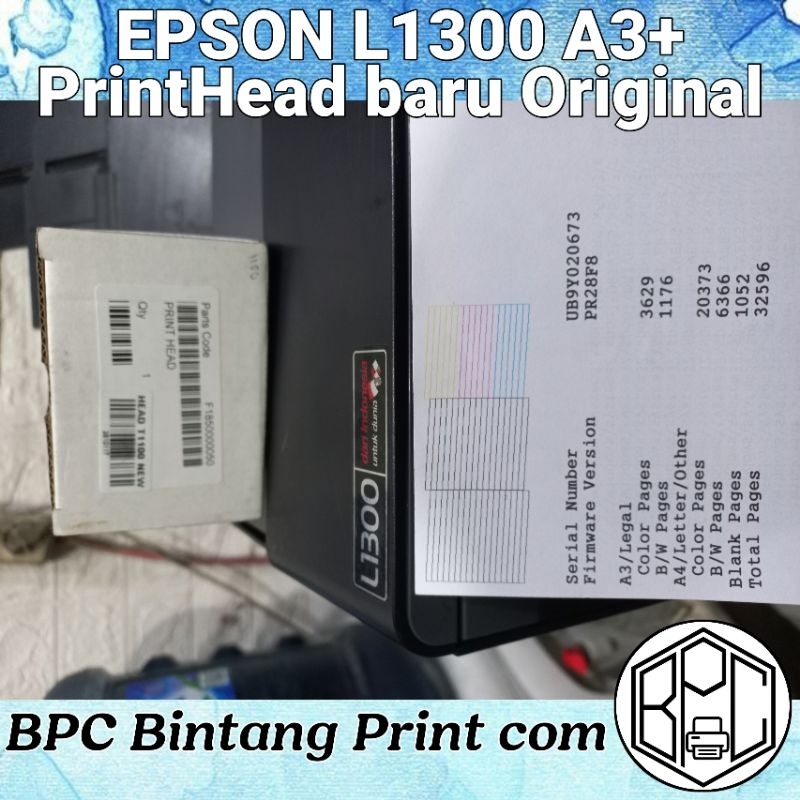 EPSON L1300 A3+ printhead baru oroginal plus 5 tinta ArtPigment  BulkInk