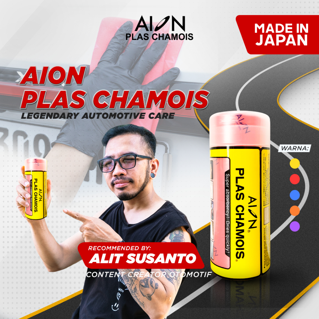 AION KANEBO Plas Chamois Kain Lap Mobil / Motor Daya Serap Tinggi 100% ORIGINAL Made in Japan Merah