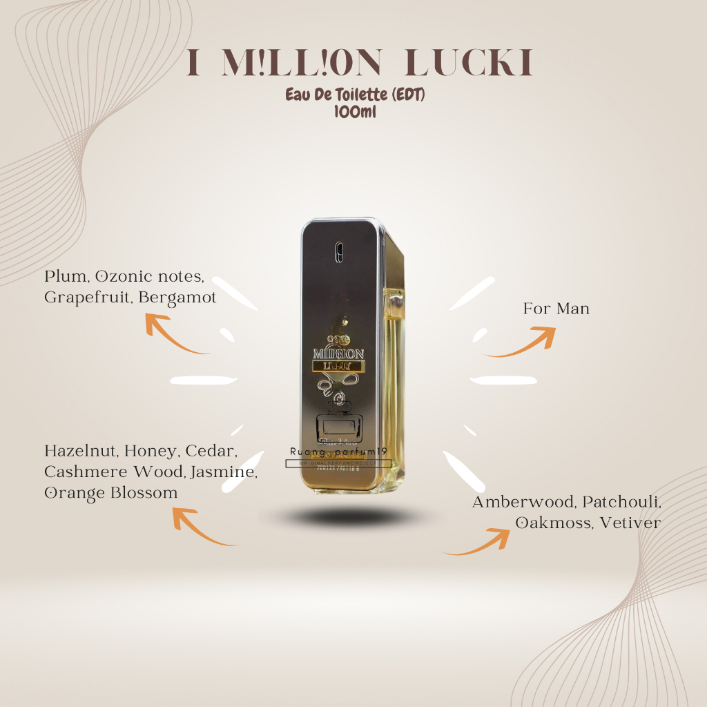 Parfum Pria Ori P4C0 RABB4N4 1 M!LL!0N LUCK1 100ml