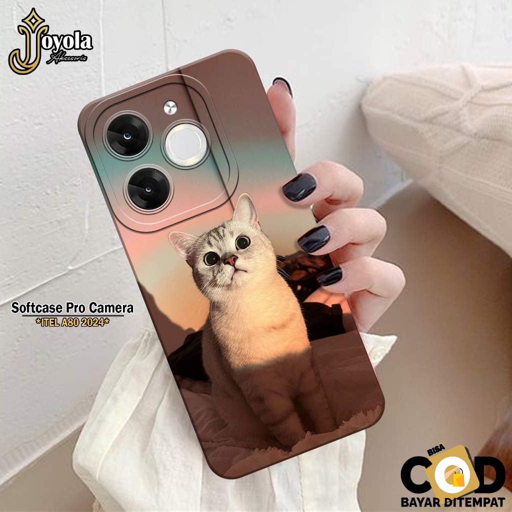 JOYOLA Case ITEL A80 2024 Terbaru - Fashion Case Kucing - Softcase ITEL A80 2024 - Pro Camera - Casi