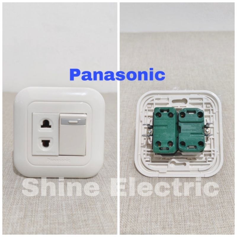 Saklar dan stopkontak Panasonic inbow stop kontak 2 gang dua pin  socket switch original putih merk 