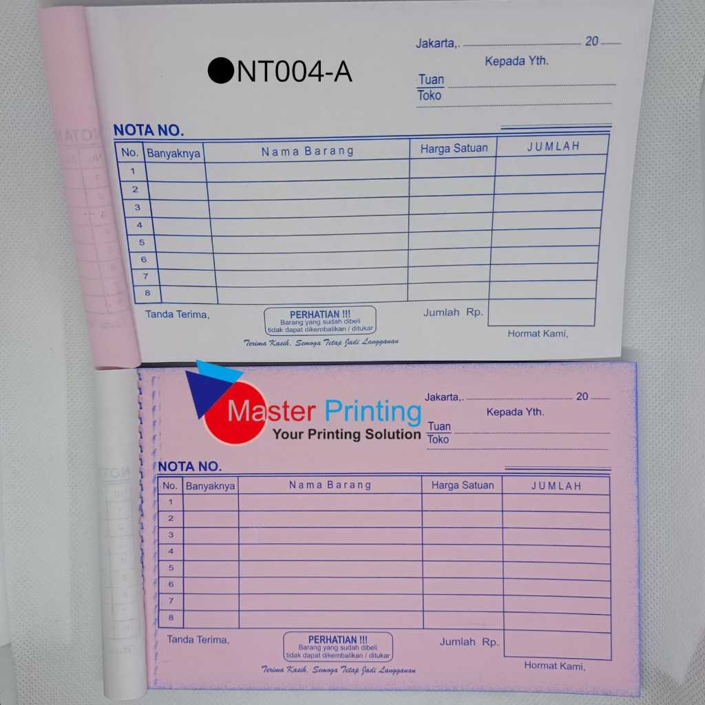 

Nota Lunas Landscape Mendatar ukuran 1/4 folio 2ply