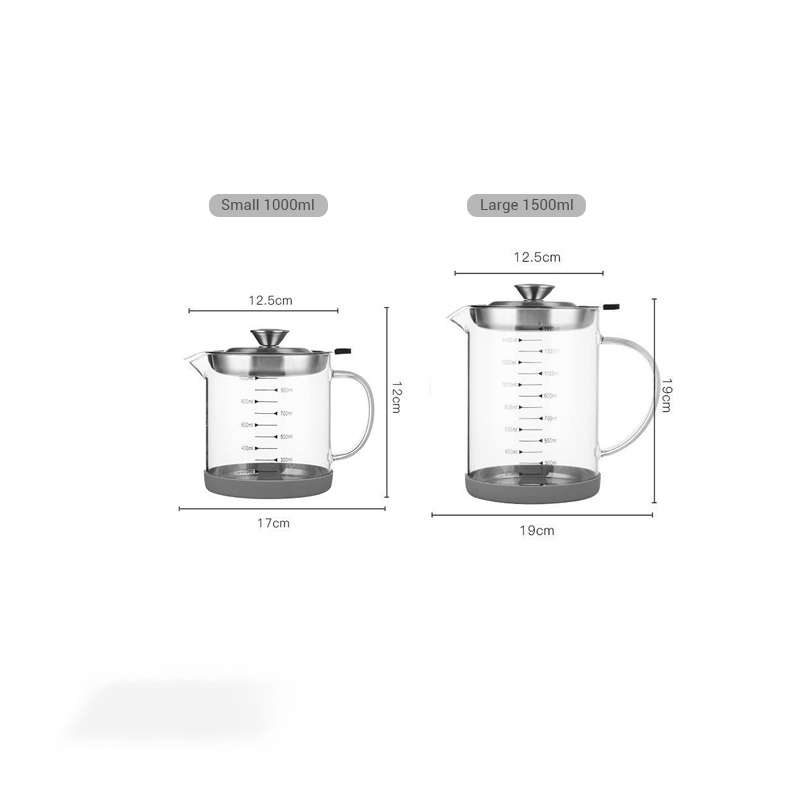 1800ml Oil Pot Wadah Penyaring Minyak Tempat Penyaringan Wadah Saringan Minyak Botol Kaca Penyaring