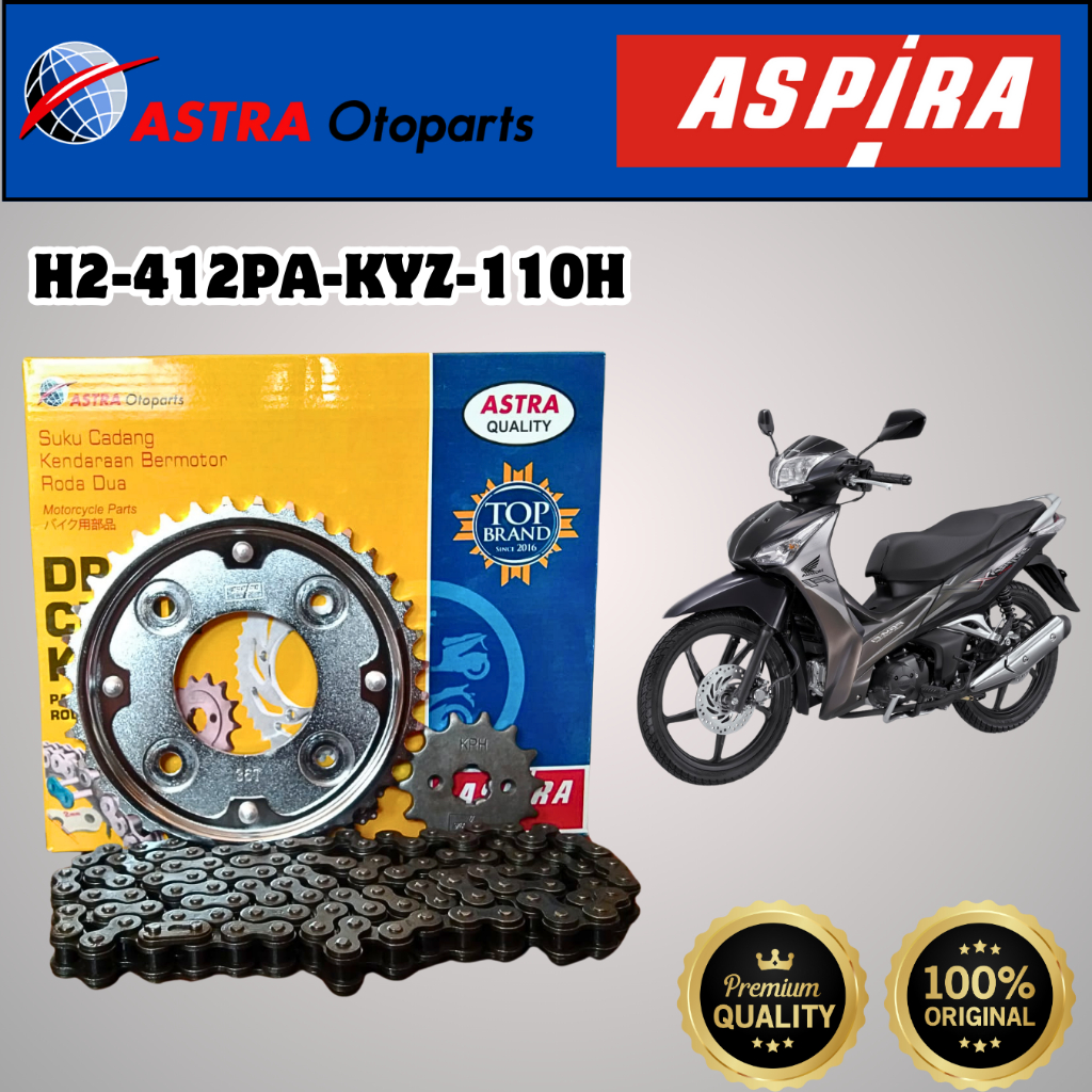 GIR SET ASPIRA KYZ MOTOR HONDA SUPRA X 125 HELM IN ORIGINAL 1 SET GEAR DEPAN BELAKANG PLUS RANTAI