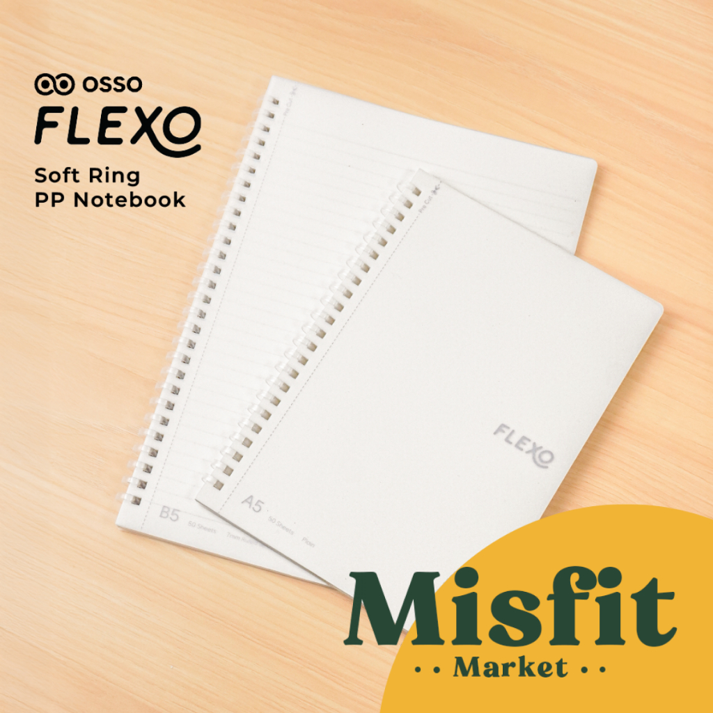 

OSSO Flexo Soft Ring PP Notebook A5 B5 Binder Buku Tulis Notepad