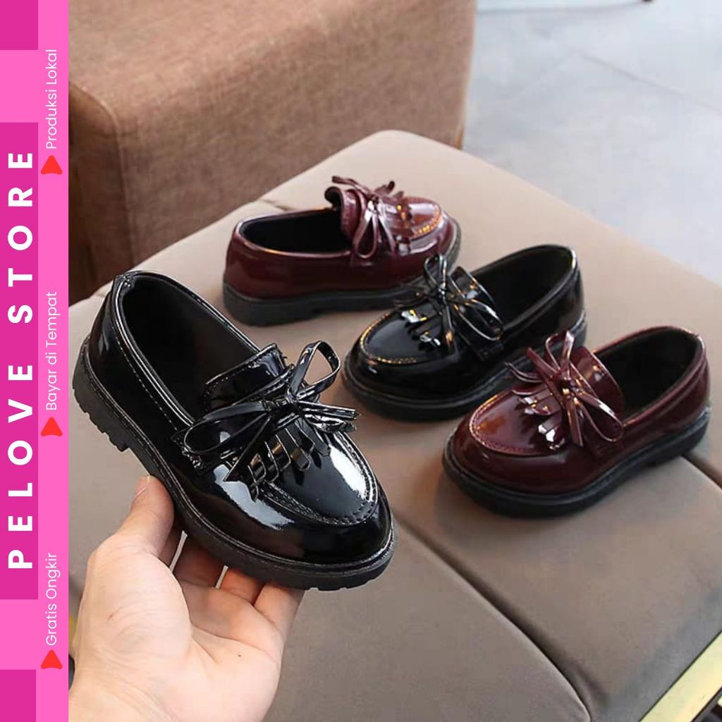 PELOVE SHOES - SEPATU DOCMART ANAK PEREMPUAN LUCU SLIP ON MOTIF PITA RAWIS SINTETIS DN 024