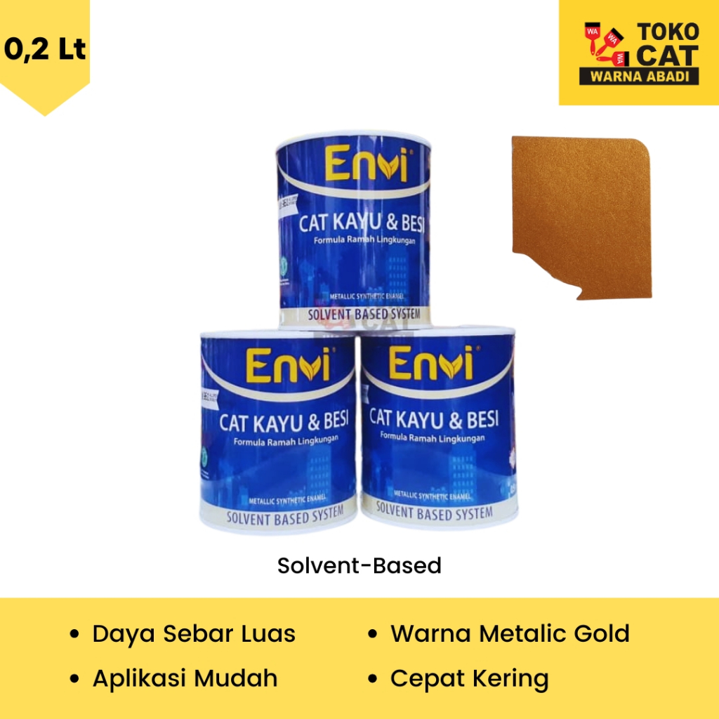 CAT KAYU BESI ENVI KEMASAN 200 ML WARNA EMAS