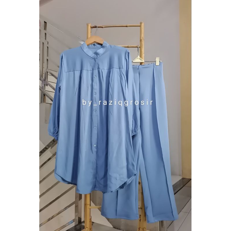 Setelan Wanita Jumbo Farasya Tunik Rayon Polos + Kulot Scuba Terbaru