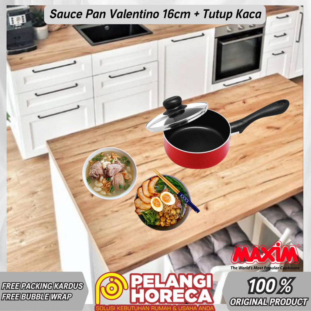 Sauce Pan Valentino 16cm Maxim | Sauce Pan Maxim | Sauce Pan + Tutup Kaca | Panci Sauce Pan