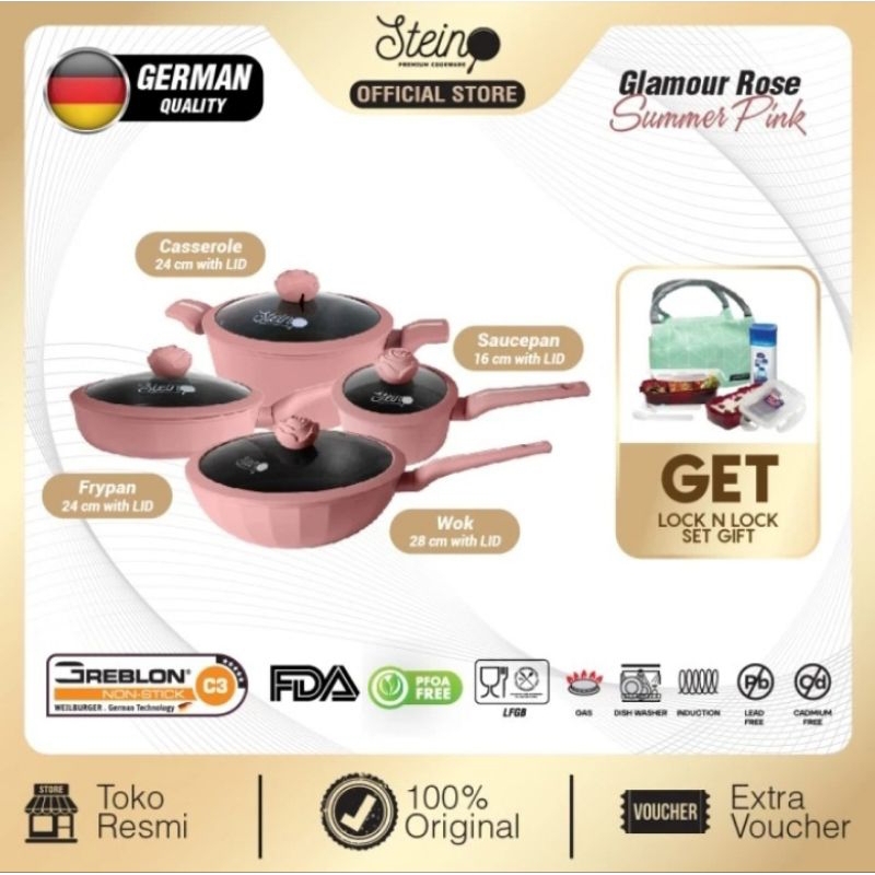 STEINCOOKWARE Glamour Rose Set 4 in 1 Panci set Granite ROSE Series