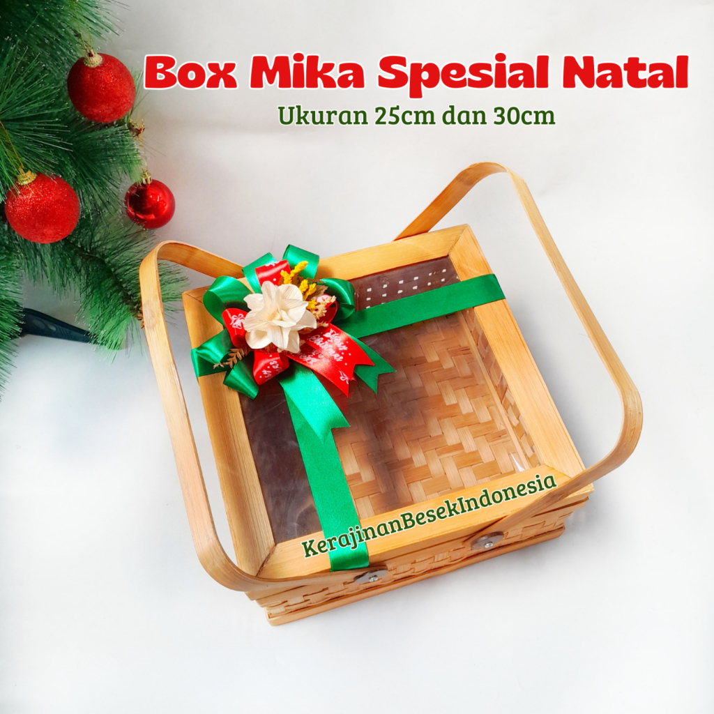 

BOX HAMPERS SPESIAL NATAL PITA BERAGAM Parsel tutup mika 25cm & 30cm parsel kado christmas toples kue