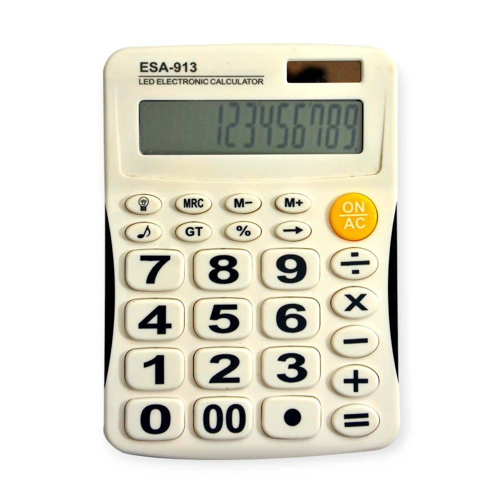 

ESA Kalkulator LED Menyala Dalam Gelap 12 Digits Big Button Warna Putih 913L