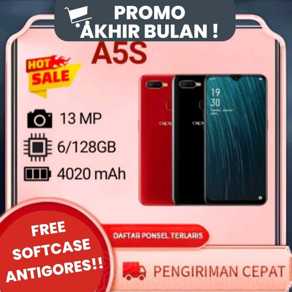 Hp OPPO A5s RAM6/128GB (second) 6.2HD+ 2MP/13+2MP 4G LTE Murah Fullset Bergaransi