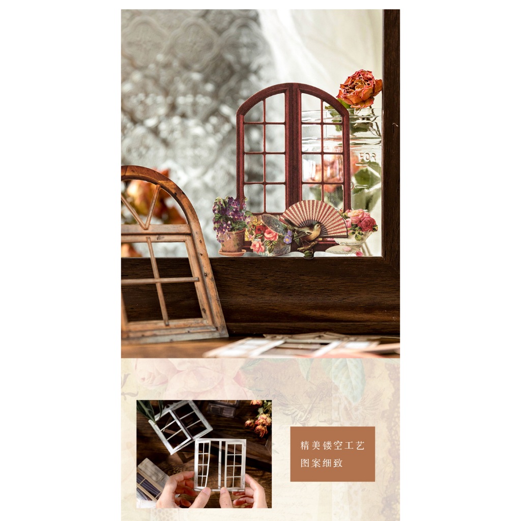 

16 Jendela Kertas Bisa Dibuka Dream Window Deco Flower Window Mechanism Collage Card Sticker Window