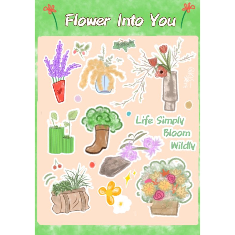 

[deifn Art] Stiker sheet A7 | Stiker Flower into you | Stiker bunga | Sticker Aesthetic | Sticker Journal | Sticker Hias | Stiker Jurnal | Stiker hias laptop