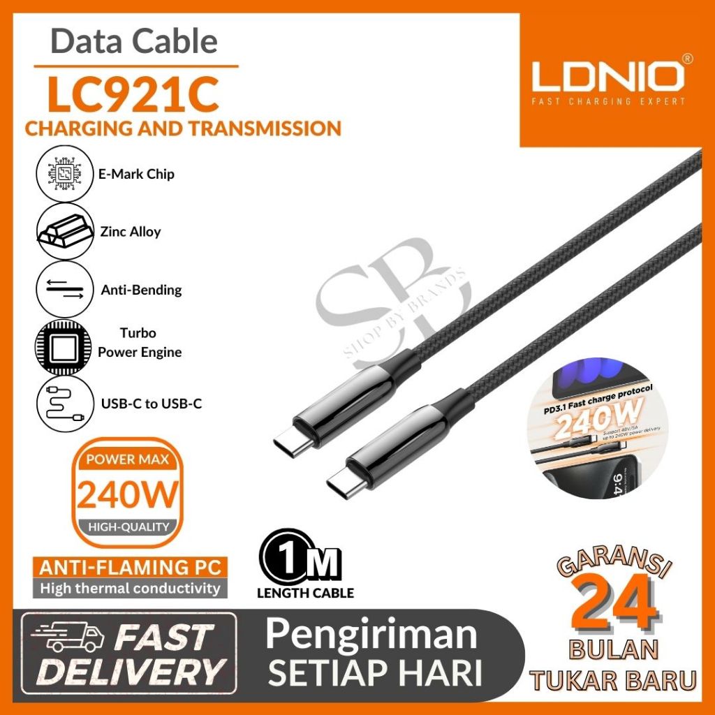 Kabel Data LDNIO LC921c Type C to C PD3.01 240W Charge & Sync 480Mbps