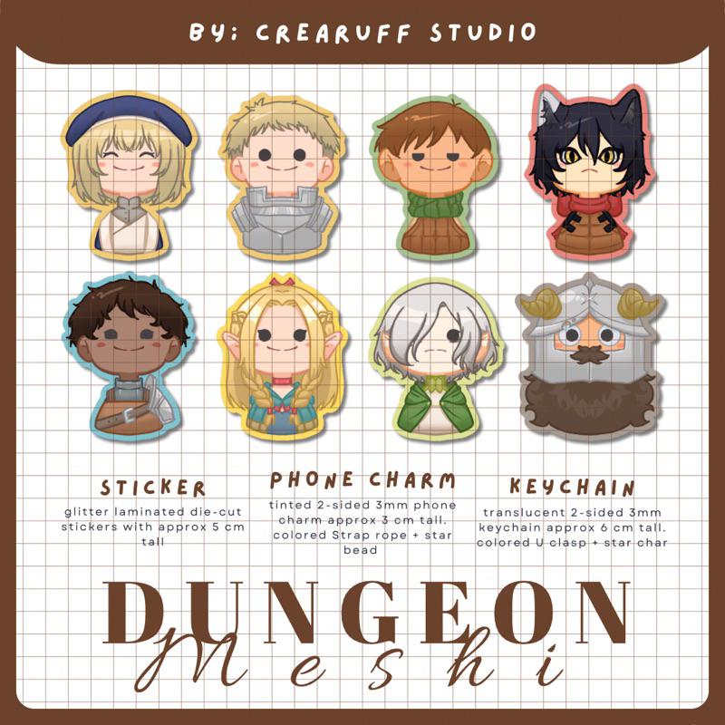 

[CREARUFF STUDIO] Dungeon Meshi | Dunmeshi Sticker / Stiker (⚠️Baca Deskripsi)