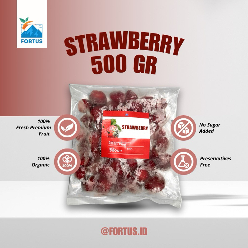 

Fortus Strawberry Frozen 500gr Buah Buahan Beku