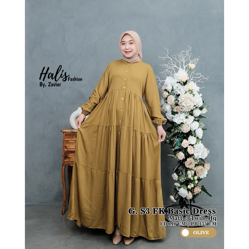 GAMIS RAYON SUSUN KHUSUS HITAM PUTIH BY HALIS FASHION/ GAMIS RAYON SIMPLE ELEGAN BY HALIS