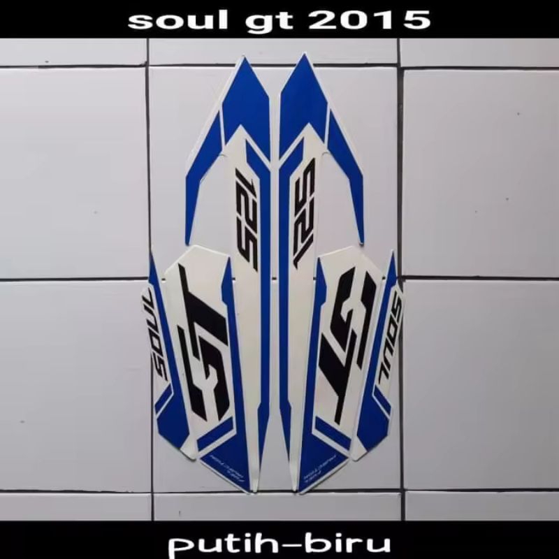 STIKER STRIPING LIS LES POLET PLAT PLISIR BODY MOTOR YAMAHA MIO SOUL GT 2015 FULL PUTIH BIRU