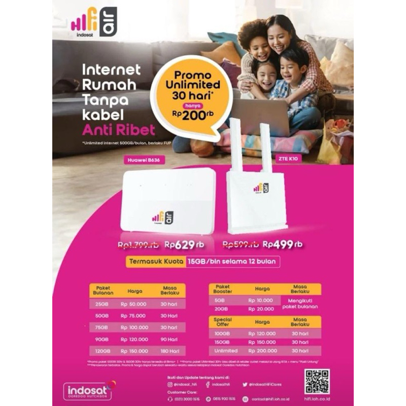 INDOSAT HIFI AIR - PROMO UNLIMITED INTERNET BROADBAND