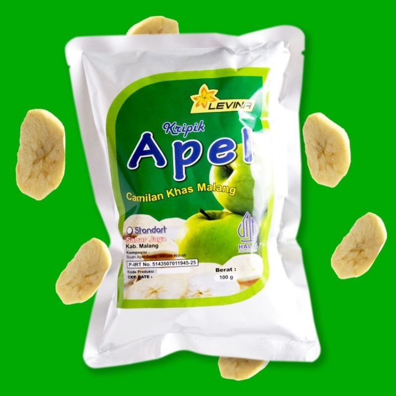 

Keripik Apel Levina kualitas standart 100 gram kripik buah oleh oleh khas Malang