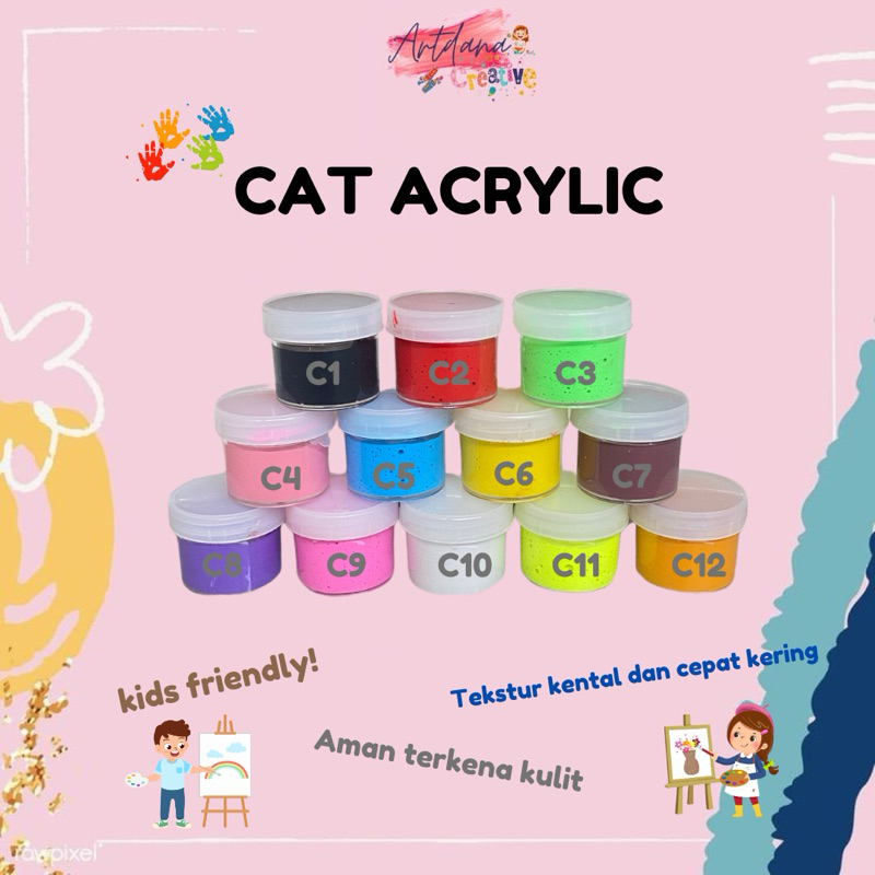 

CAT LUKIS ACRYLIC MINI 10ml | Cat acrylic aman untuk anak anak | Cat satuan