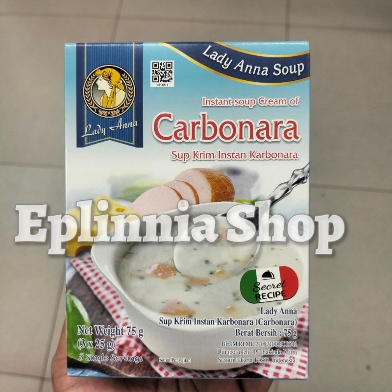 

Lady Anna Instan Soup Cream Of Carbonara 75 gr - Lady Ana Krim Sup Karbonara